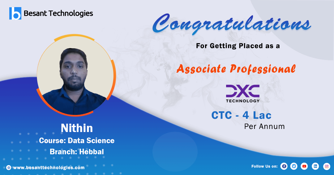 Besant Technologies Placement | Got Placed in DXC | Data Science Course Hebbal